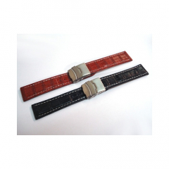 Leather watch strap with folding clasp UBL008